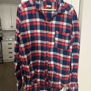 Hollister Red and Blue Plaid Button Down Shirt